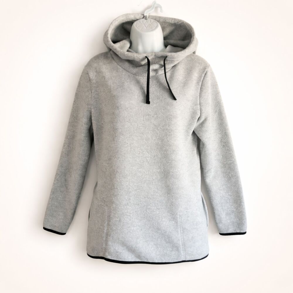 Fleece-Lined Zip-Pocket Everlast Funnel Neck Grey Hoodie Thick